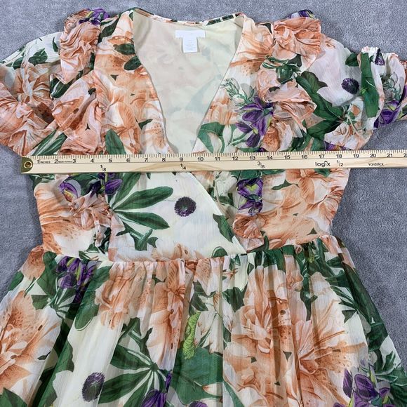 H&M Floral Ruffle Colorful Fit & Flare Dress Size Small Women’s - Picture 12 of 16